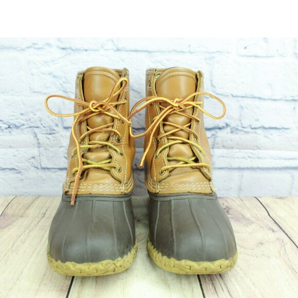 LL Bean Brown Leather 8" Insulated Gore-Tex Ankle Duck Boots Size 7 Wide - Picture 4 of 13